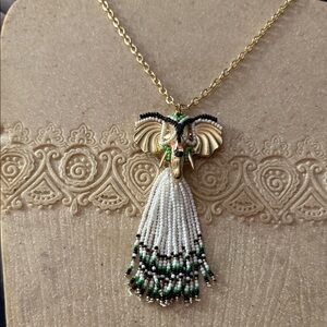 NWT Hannah Global Elephant Pendant Necklace with Beaded Tassel 24”